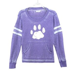 Coconut Creek Top Womens S Graphic Paw Print Purple Waffle Knit Athletic Sport